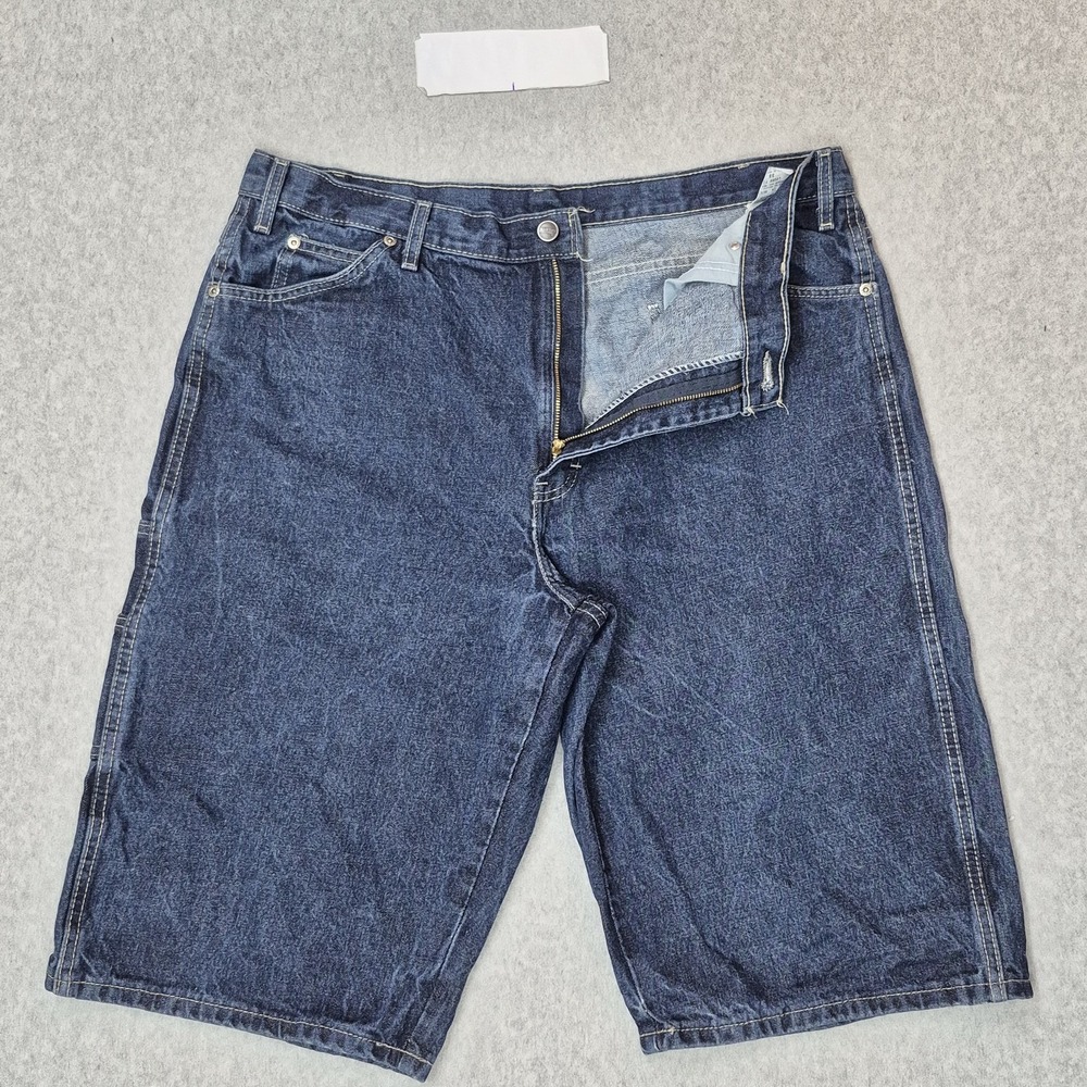 VINTAGE Dickies Men Shorts 38 Blue Denim Baggy Grunge Hip Hop Skater Y2K